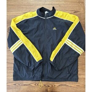 Vintage‎ 90s Adidas Men's XL Black & Gold Full Zip Windbreaker Mesh Lined Jacket